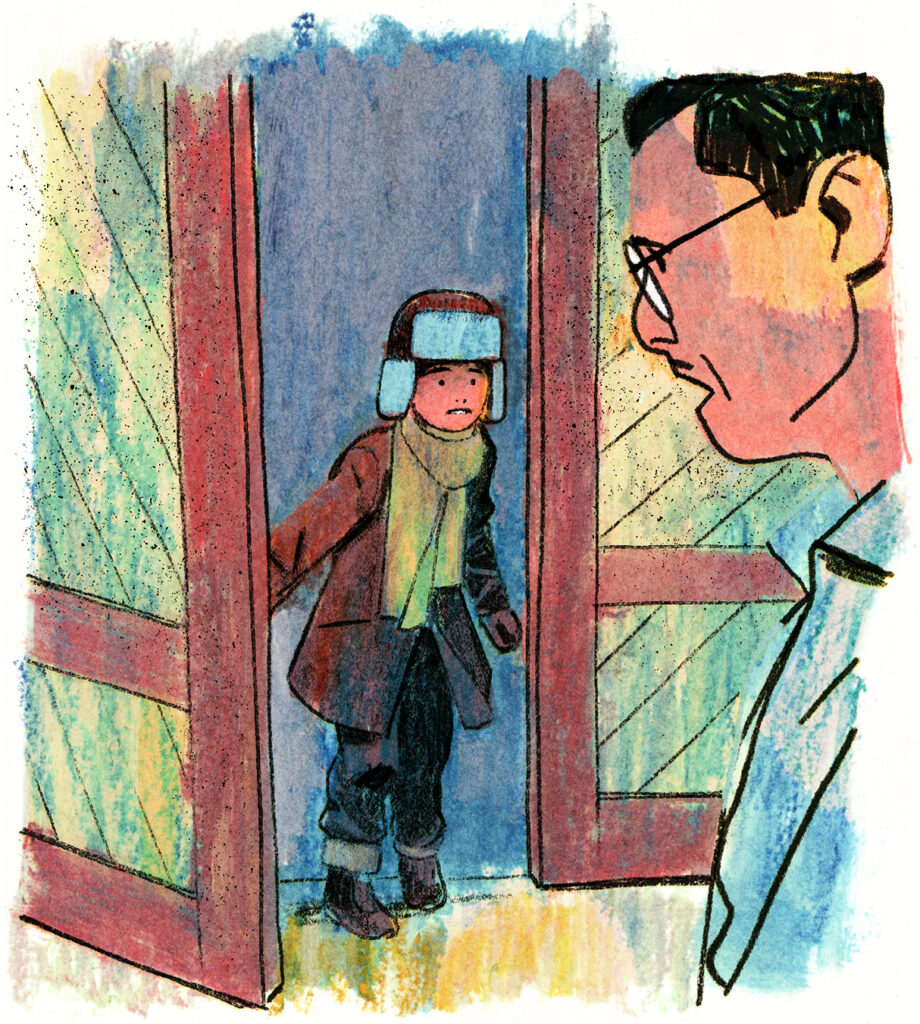 Le plus grand des deux fils de Joseph-Armand entre dans le garage, l'air alarmé.