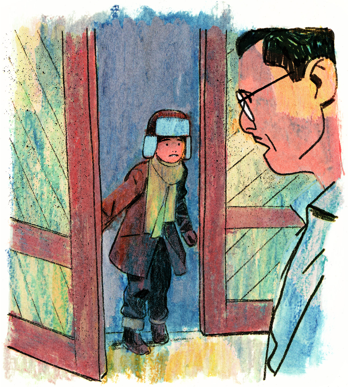 Le plus grand des deux fils de Joseph-Armand entre dans le garage, l'air alarmé.