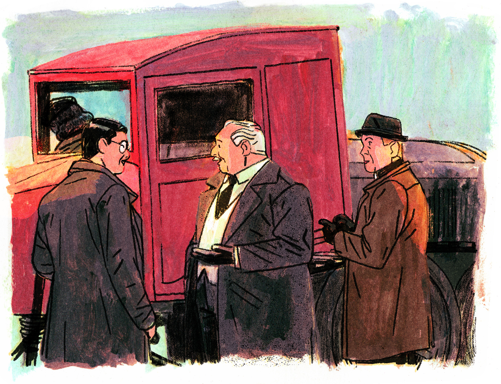 Joseph-Armand descend alors du véhicule pour parler avec eux.